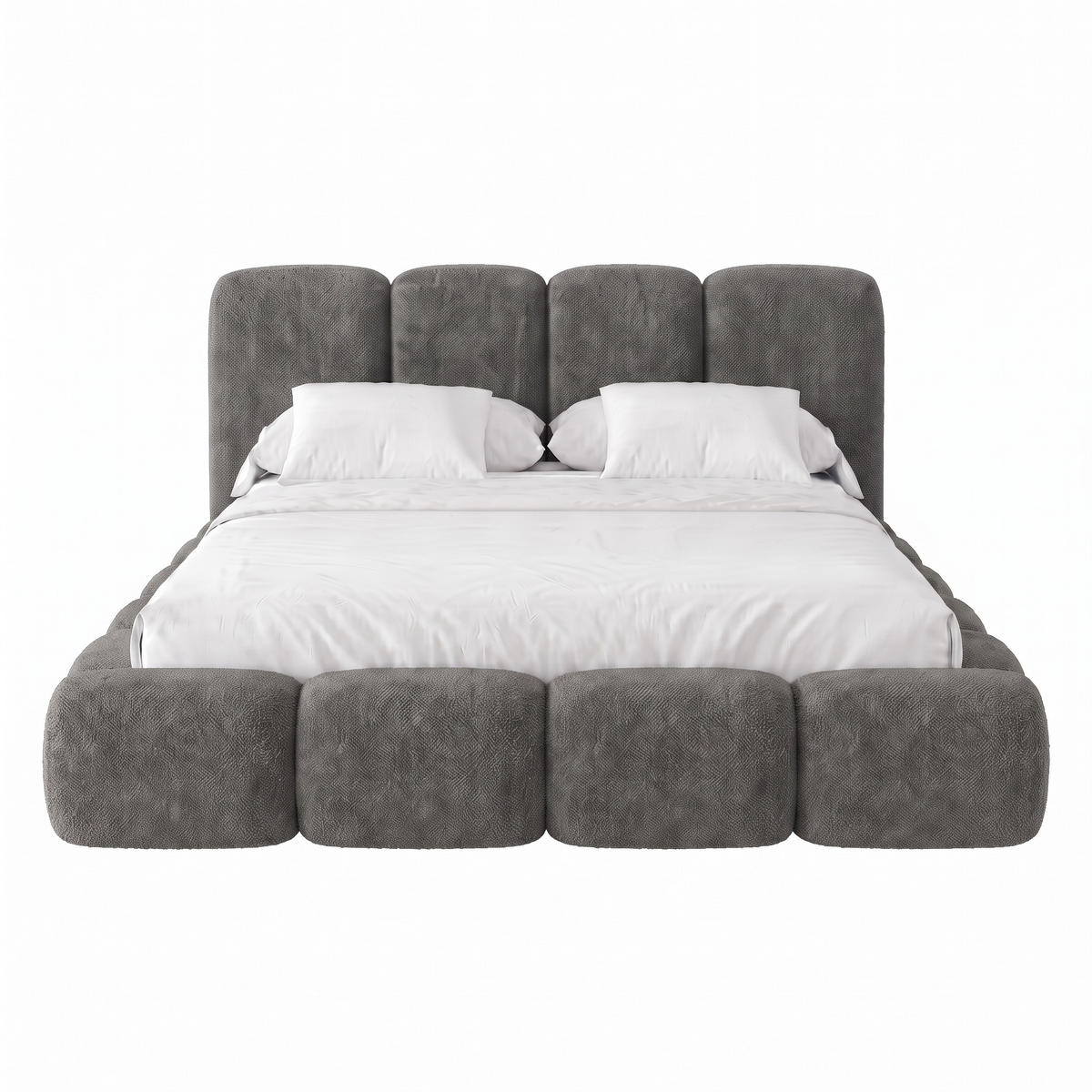 POLSTERBETT SUENO MAXI 200x200 cm in Dunkelgrau, gepolstertes Kopfteil, Metalllattenrost, Bettkasten, Chenille-Stoff - Dunkelgrau/Naturfarben, Holz/Textil (200/200cm) - Muffo
