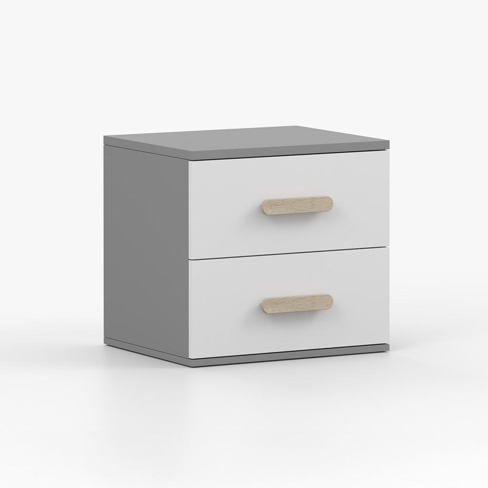NACHTTISCH JONAS II 22, 55/51/44, 2 Schubladen, grau - Grau, Holzwerkstoff (55/44/51cm) - imoebel24