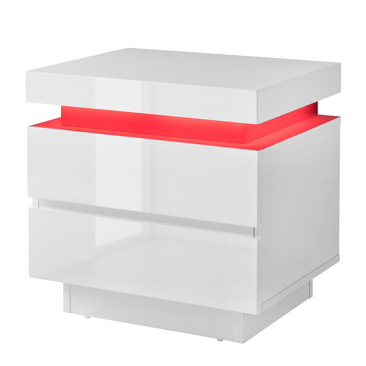 NACHTKOMMODE mit Beleuchtung - Hochglanz Weiß - Weiß Hochglanz, Holzwerkstoff (50/49/40cm) - home24