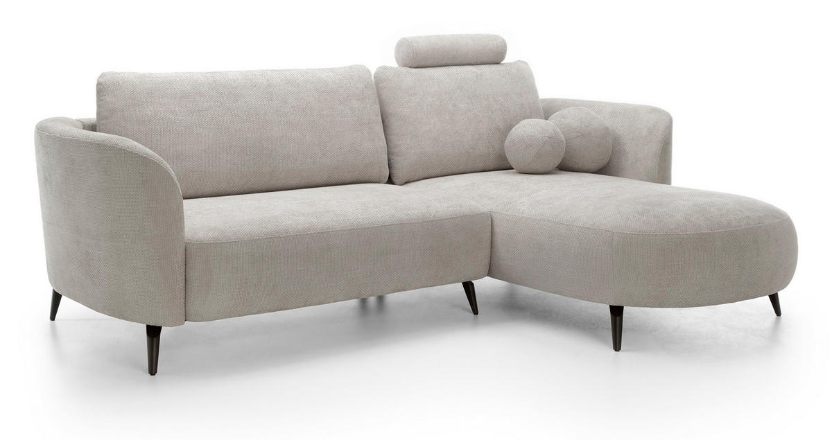 ECKSOFA auf Füßen Kendra 260 cm mit Schlaffunktion, Rechts, Hellgrau - Hellgrau, Holz (180/260cm) - Emporius