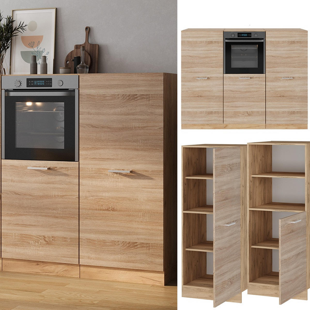 KUHINJSKI BLOK R-Line Hrast Sonoma/Goldkraft 180 cm brez delovne plošče - hrast sonoma/medeni hrast, leseni material (180/143/46cm) - Vicco