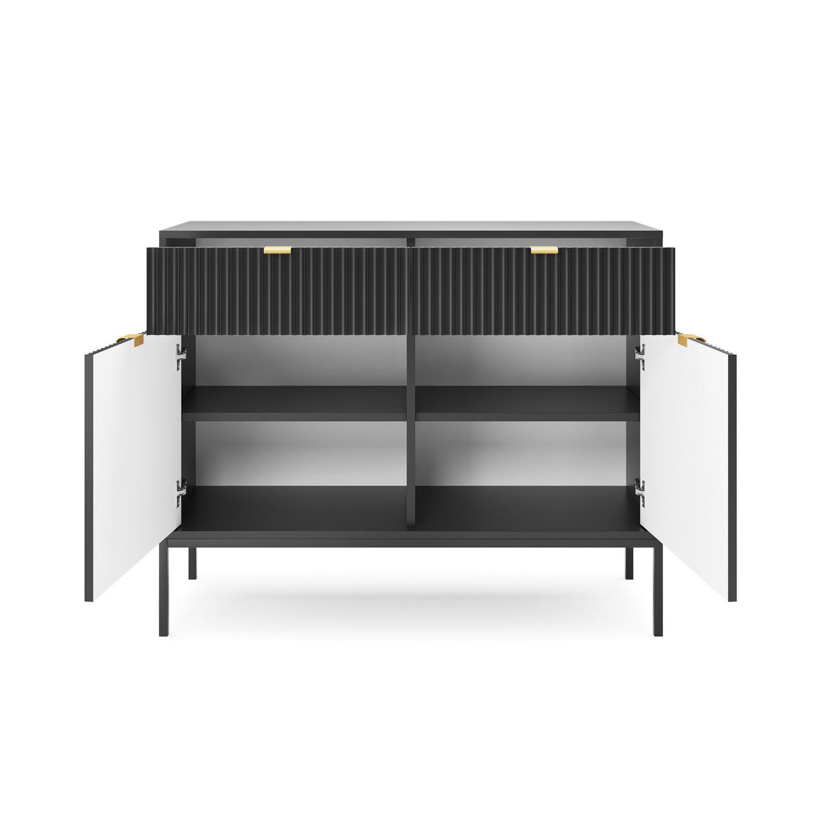 SIDEBOARD Vellore Schwarz 104 cm - Goldfarben/Schwarz, Holzwerkstoff/Metall (104/83/39cm) - Selsey