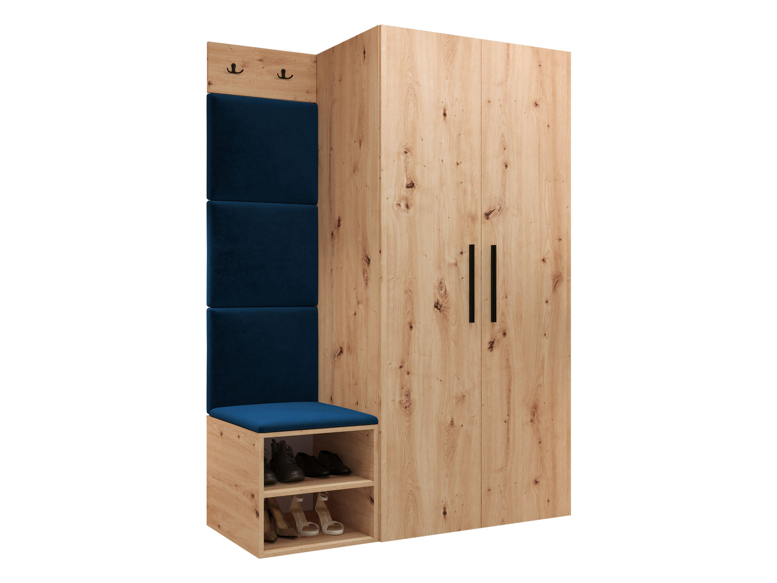 GARDEROBEN-SET Medi IV - Blau/Schwarz, Holzwerkstoff/Kunststoff (80/191/50cm) - MIRJAN24