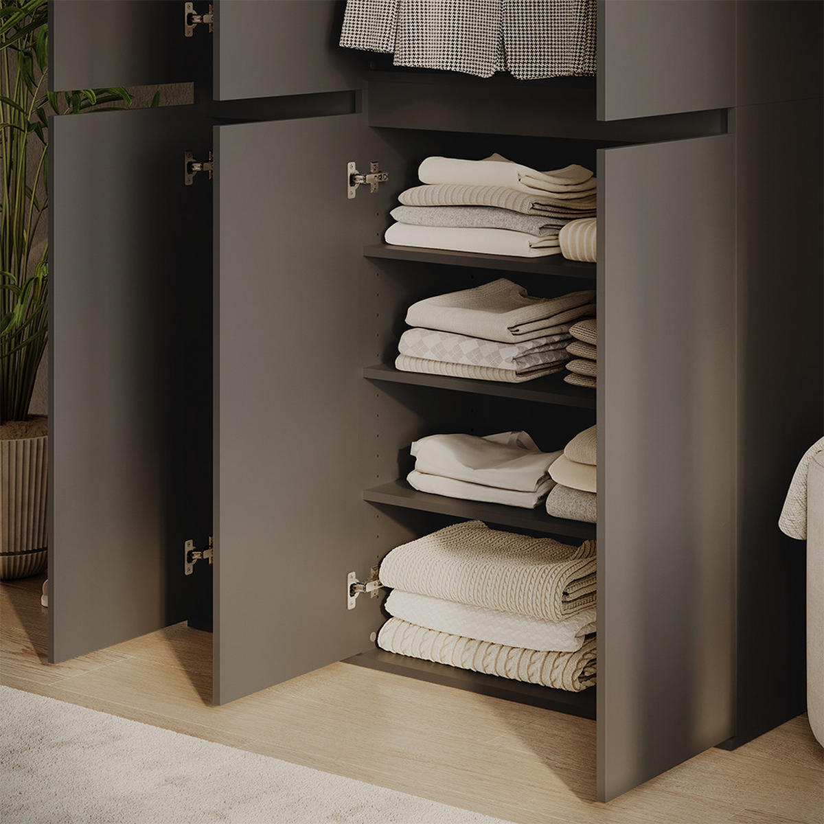 EINLEGEBODEN Claus Anthrazit 2er Set - Anthrazit, Holzwerkstoff (70.7/1.6/36.3cm) - Vicco