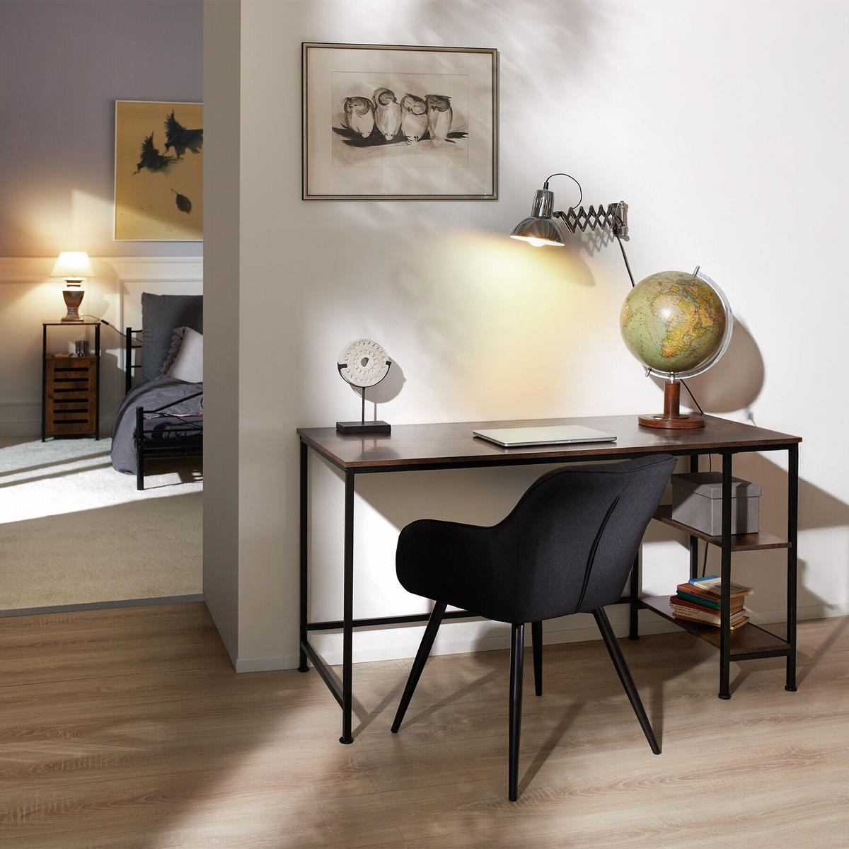 SCHREIBTISCH Donegal,140 x 60 x 76,5 cm,Industrial Holz dunkel, rustikal - Rostfarben, Holz (140/60/76.5cm) - tectake