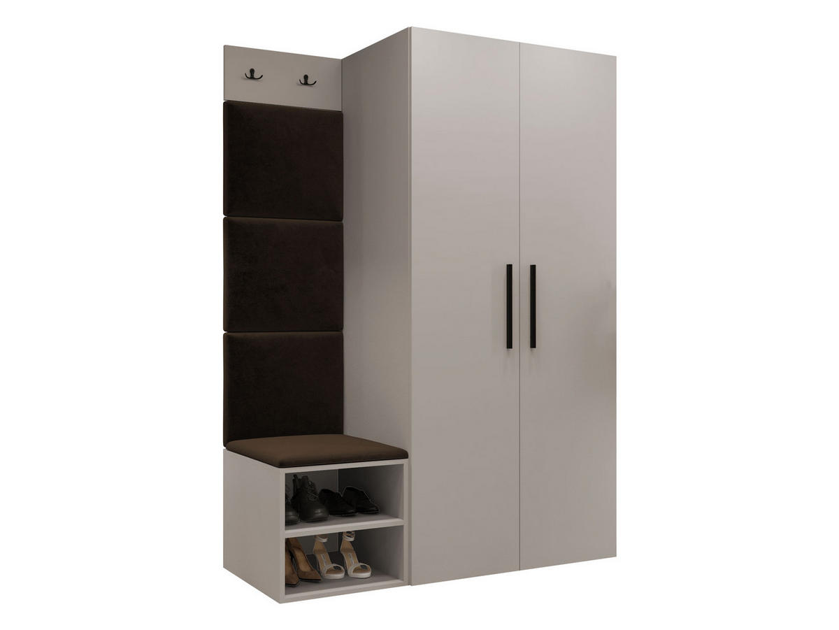 GARDEROBEN-SET Medi IV - Kaschmir/Schwarz, Holzwerkstoff/Kunststoff (80/191/50cm) - MIRJAN24