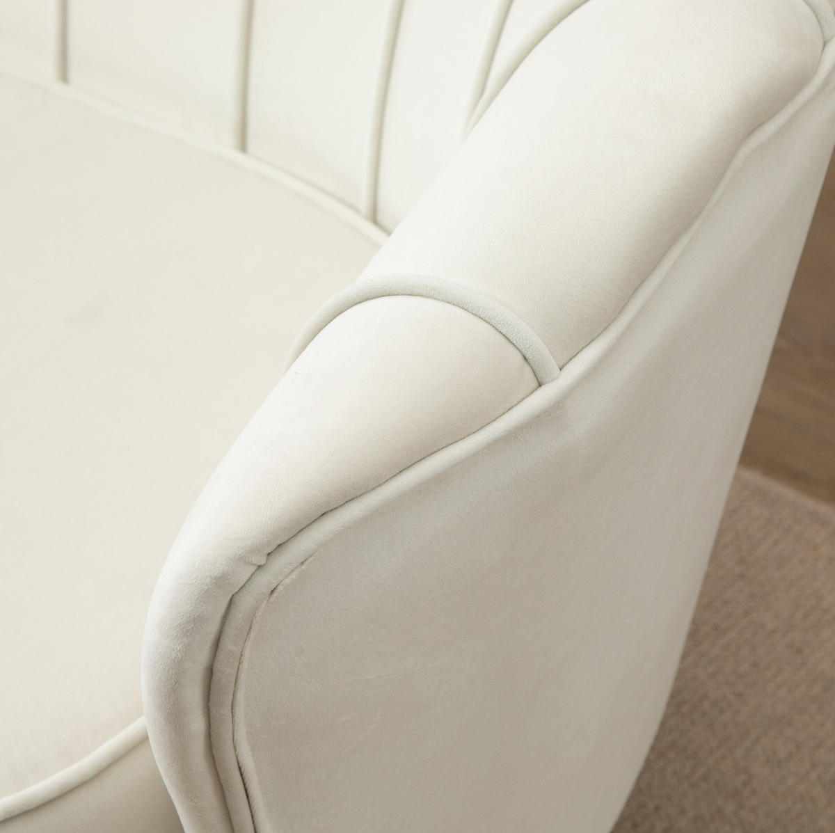 2-SITZER Sofa Samtoptik mit Stahlgestell 130/77/77 cm Creme - Creme, Metall (77/77/130cm) - Redom