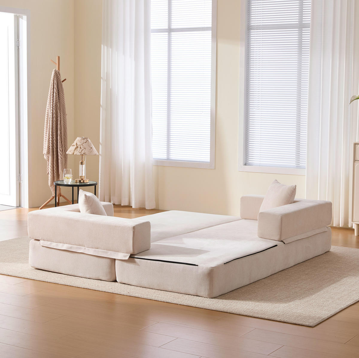 SOFA modular 198 x 79 cm Chenille Beige - Beige, Kunststoff (31.1/23.62/77.95cm) - Meubliv