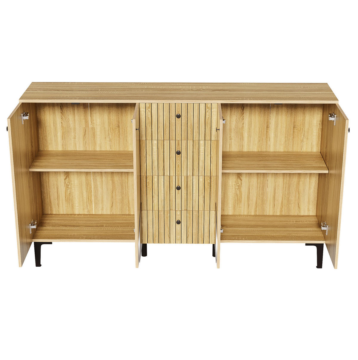 SIDEBOARD 160/36/94 cm Holzfarbe aus Holzwerkstoff mit 4 Türen und 4 Schubladen - Eichefarben, Holzwerkstoff (160/94/36cm) - OKWISH