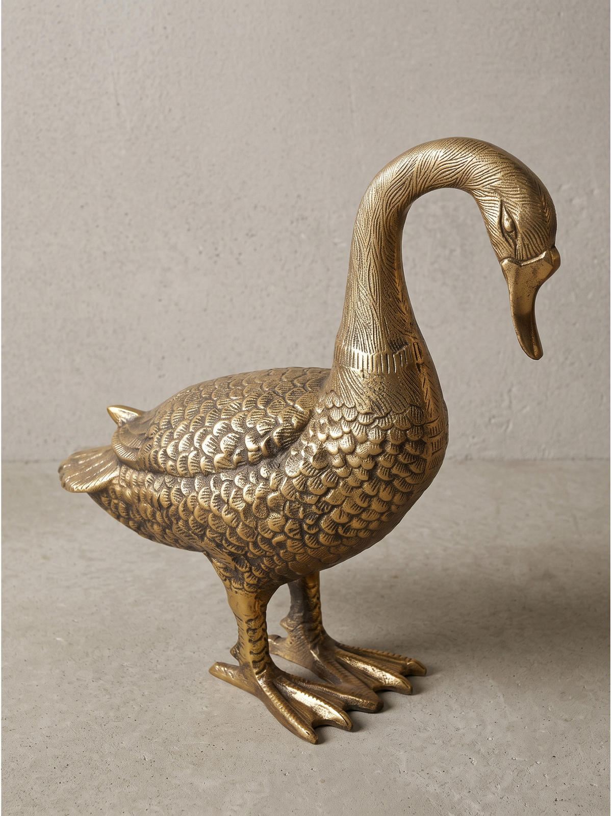 GÄNSEFIGUR DENDER, Aluminium, handgefertigt, Gold, 46 x 19 x 42 cm - Goldfarben, Metall (46/42/19cm) - KADIMA DESIGN