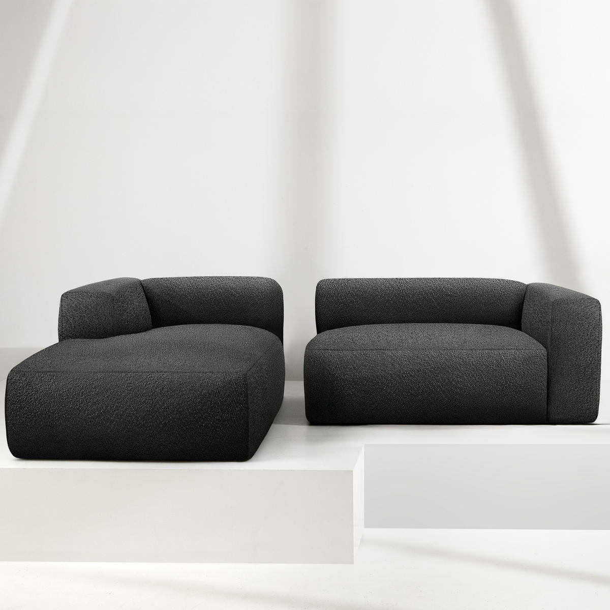 ECKSOFA LINKS BUFFO, Dunkelgrau - Dunkelgrau, Holz/Holzwerkstoff (225/176cm) - KONSIMO®