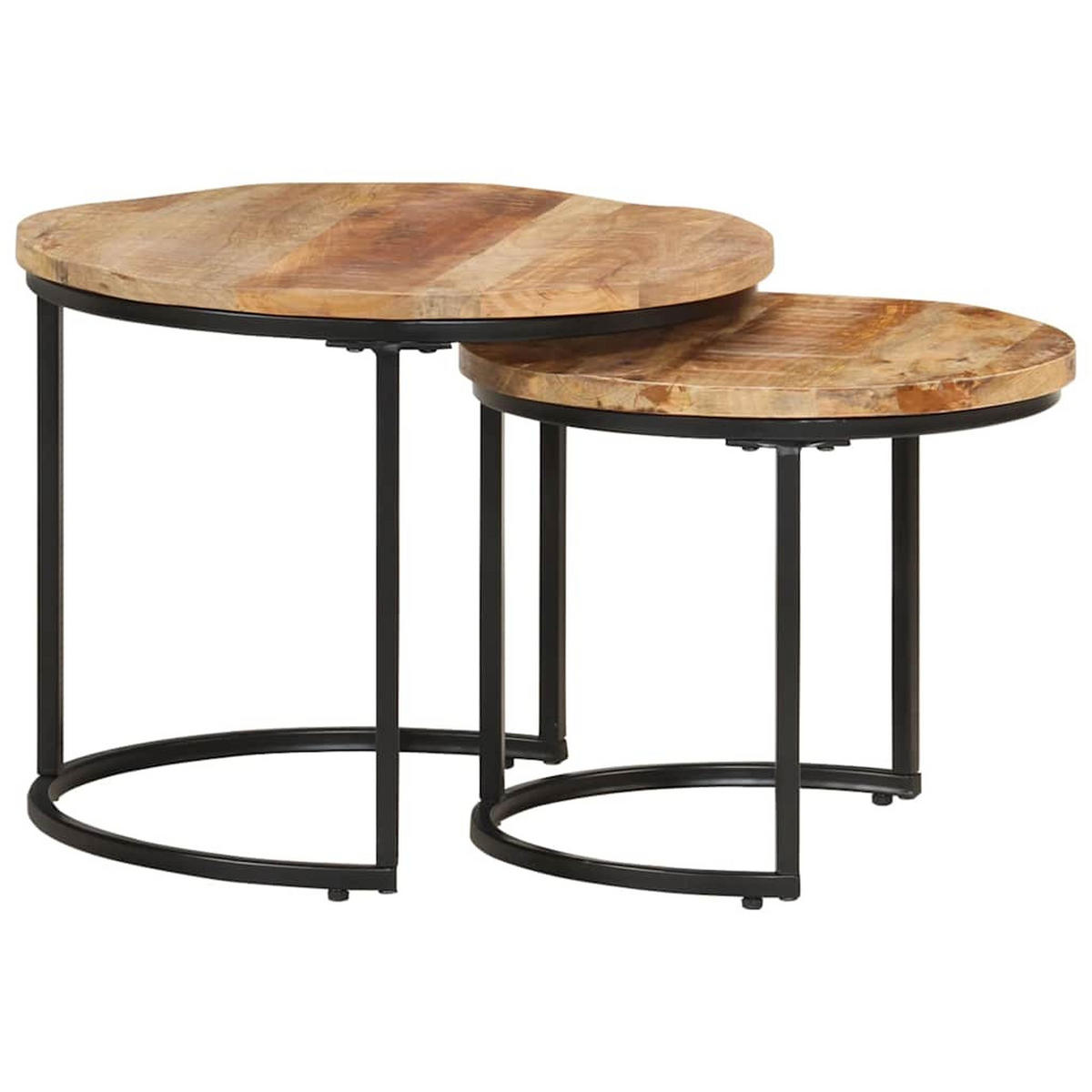 SATZTISCHE 2Er Set Rohes Mangoholz - Braun, Holz (70/50/40cm) - vidaXL