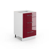 KÜCHENUNTERSCHRANK Fame-Line Bordeaux Hochglanz 50 cm ohne AP - Bordeaux/Weiß, Holzwerkstoff (50/82/52cm) - Vicco