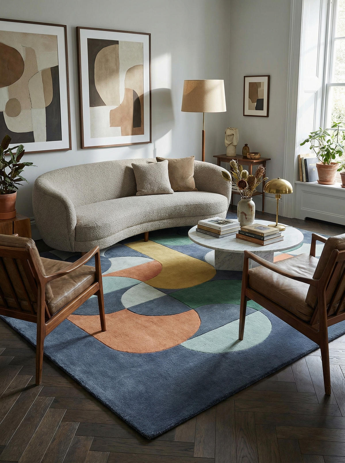 TEPPICH Schurwolle handgetuftet geometrisch HULL-Beverley, Dunkelblau 200x300 cm - Multicolor, Textil (200/300cm) - KADIMA DESIGN