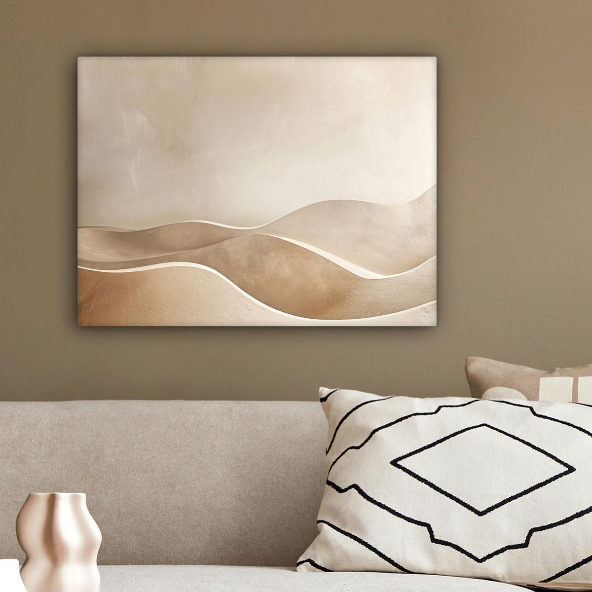 LEINWANDBILD Beige - Natur - Abstrakt - Modern 40x30 cm - Beige, Textil (40/30cm) - MuchoWow
