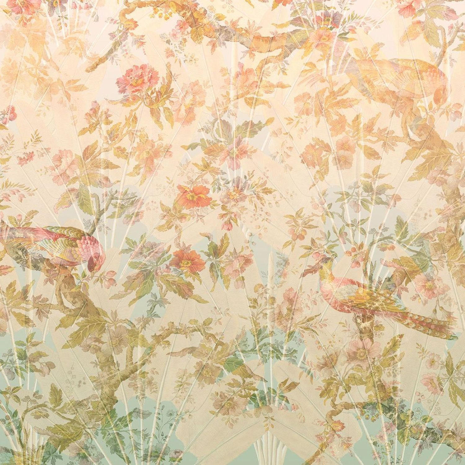 FOTOTAPETE tropischen Blumen und Paradiesvögeln 350 x 255 cm - Pink, Papier (350/255cm) - Sanders & Sanders