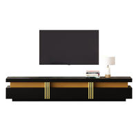 TV-SCHRANK 200x40cm Lowboard Modern Marmoroptik 3 Schubladen bis 90 Zoll - Schwarz, Holz (49.48/24.99/71.48cm) - FLIEKS