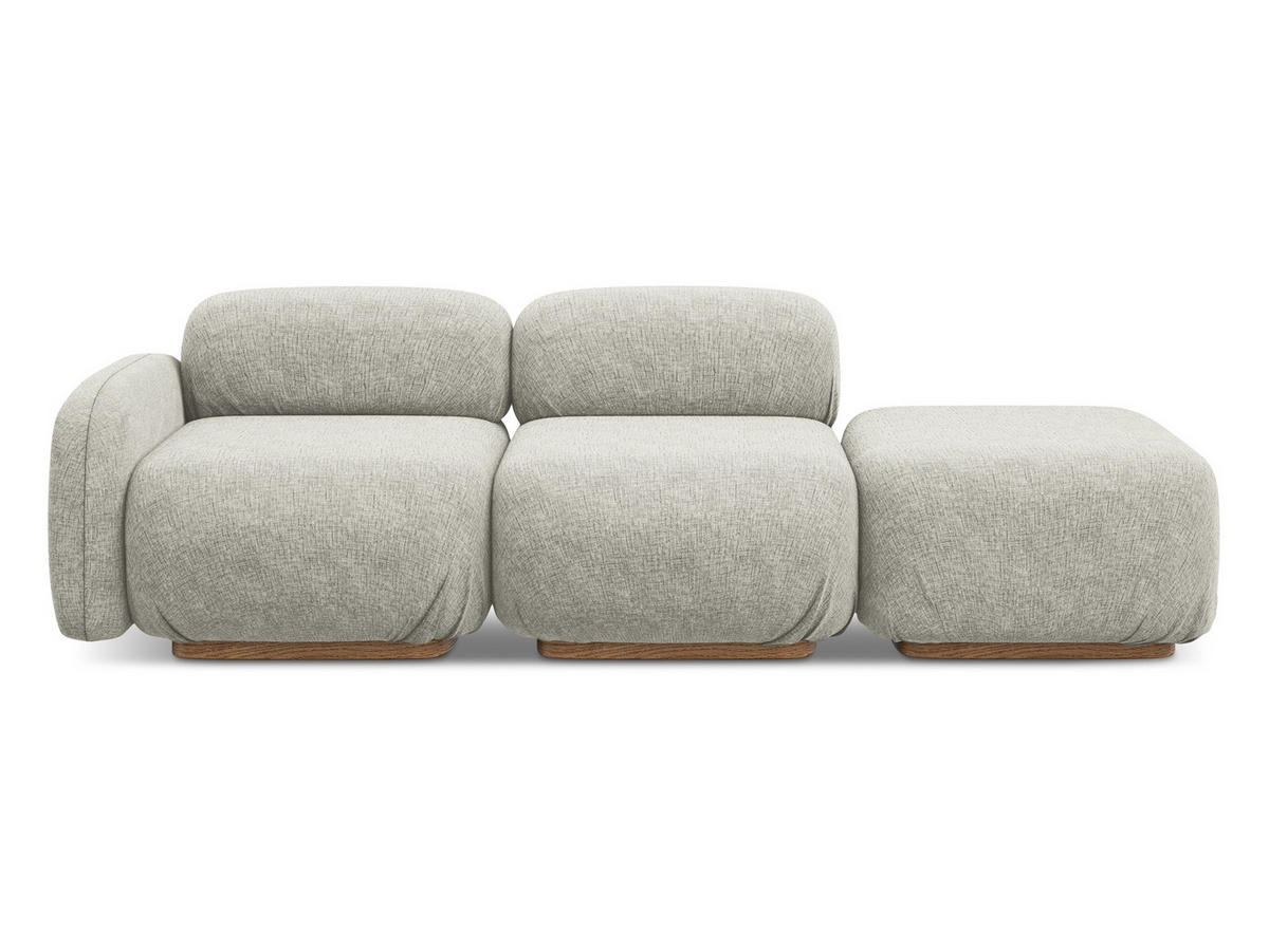 3-SITZER SOFA Rechts Chenille Stoff Grau - Silberfarben/Braun, Holz/Textil (258/73/95cm) - Makamii