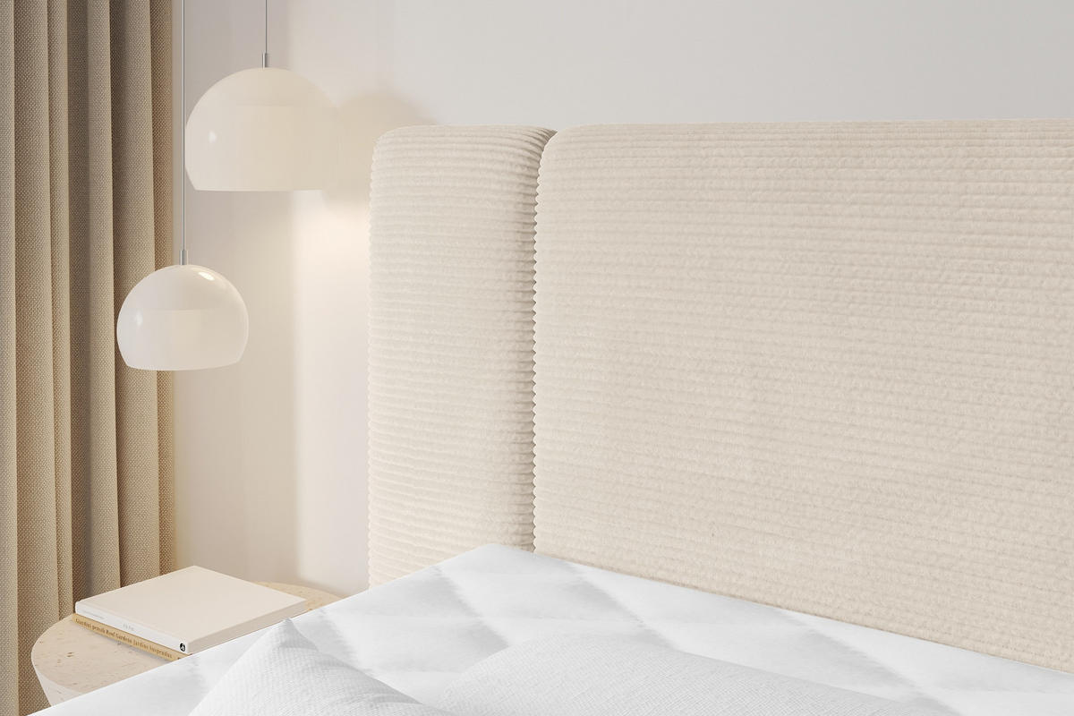 BOXSPRINGBETT mit Matratze H3/H4 - EVON KING Zanozek - 140x200 cm Beige - Ecru, Holzwerkstoff (140/200cm) - ALTDECOR