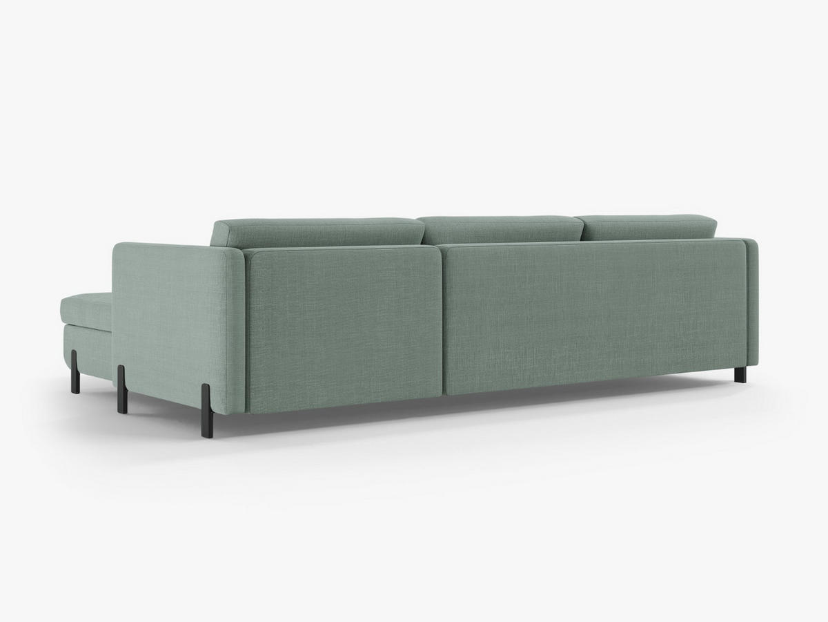 ECKSOFA ausklappbar rechts mit Container Gloria aus strukturiertem Stoff minze 4 Sitzplätze - Mintgrün, Textil (170/260cm) - Micadoni