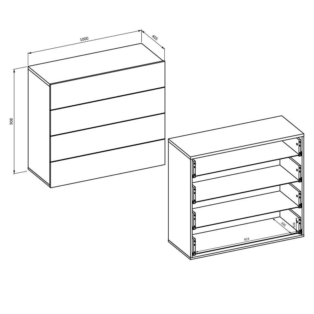 SIDEBOARD PRESARO 100x40,5x90,8 cm mit 4 Schubladen Congo - Beige, Holzwerkstoff (100/90.8/40.5cm) - MASSENO