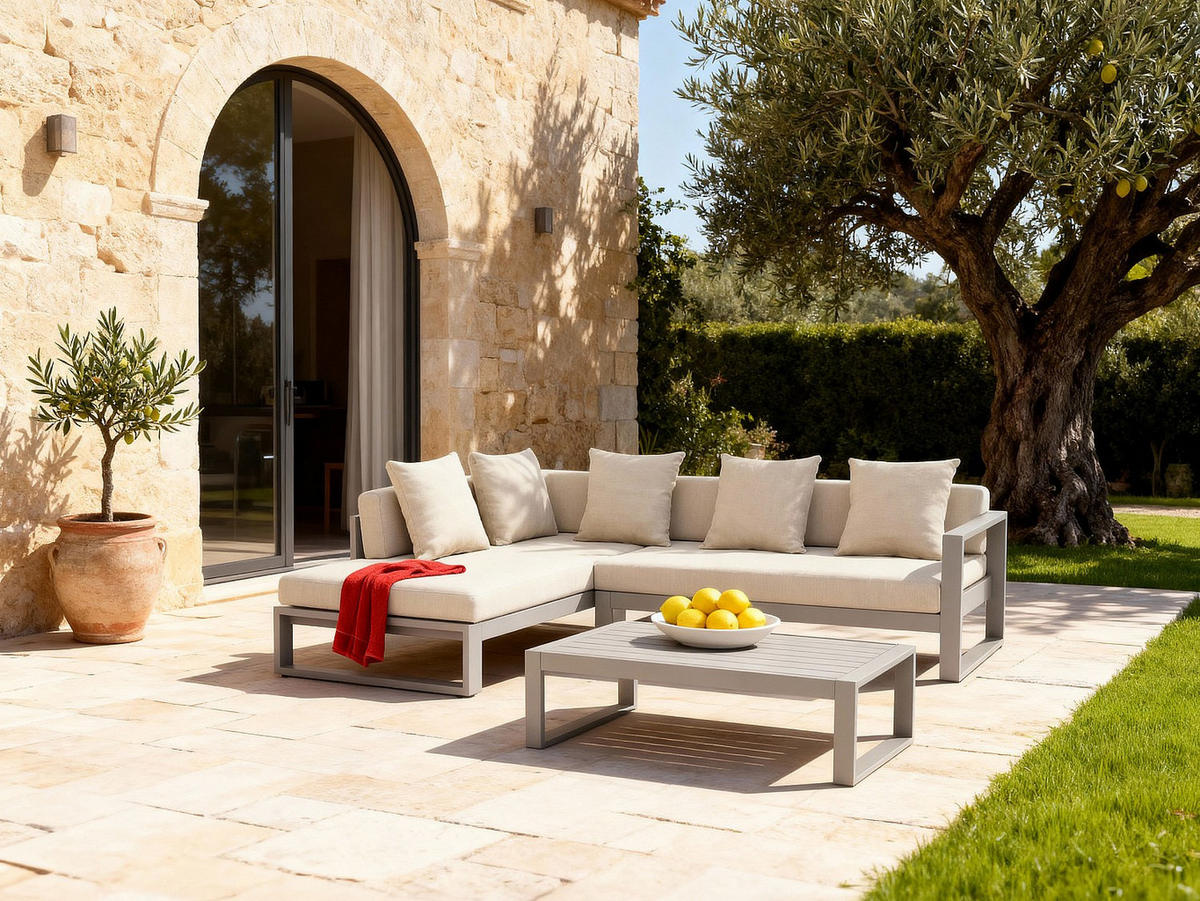 GARTENBEISTELLTISCH - 110 cmcm x 61.2 cmcm - Metall - Taupe - MOLOKAI - Taupe, Metall (61.2/110/35.5cm) - Vente-Unique