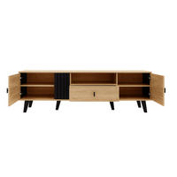 TV-RACK 170x40x50,5cm Lowboard HolzSchwarz mit Türen und Schublade - Naturfarben, Holz (47/20.5/76.5cm) - Raelunyi