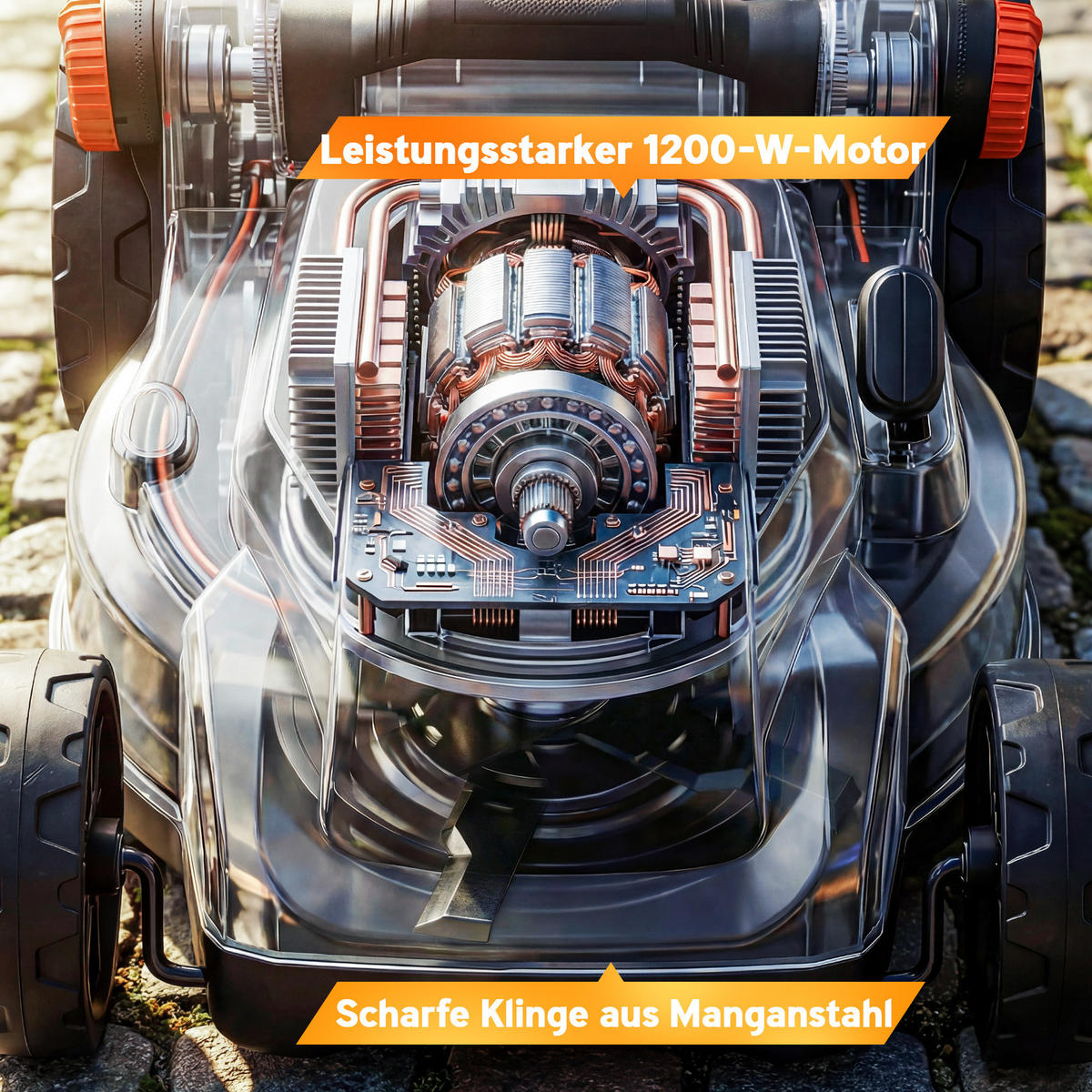 ELEKTRO-RASENMÄHER 35l Fangkorb Hellgrau, Orange - Hellgrau, Metall (40/96/113cm) - Outsunny