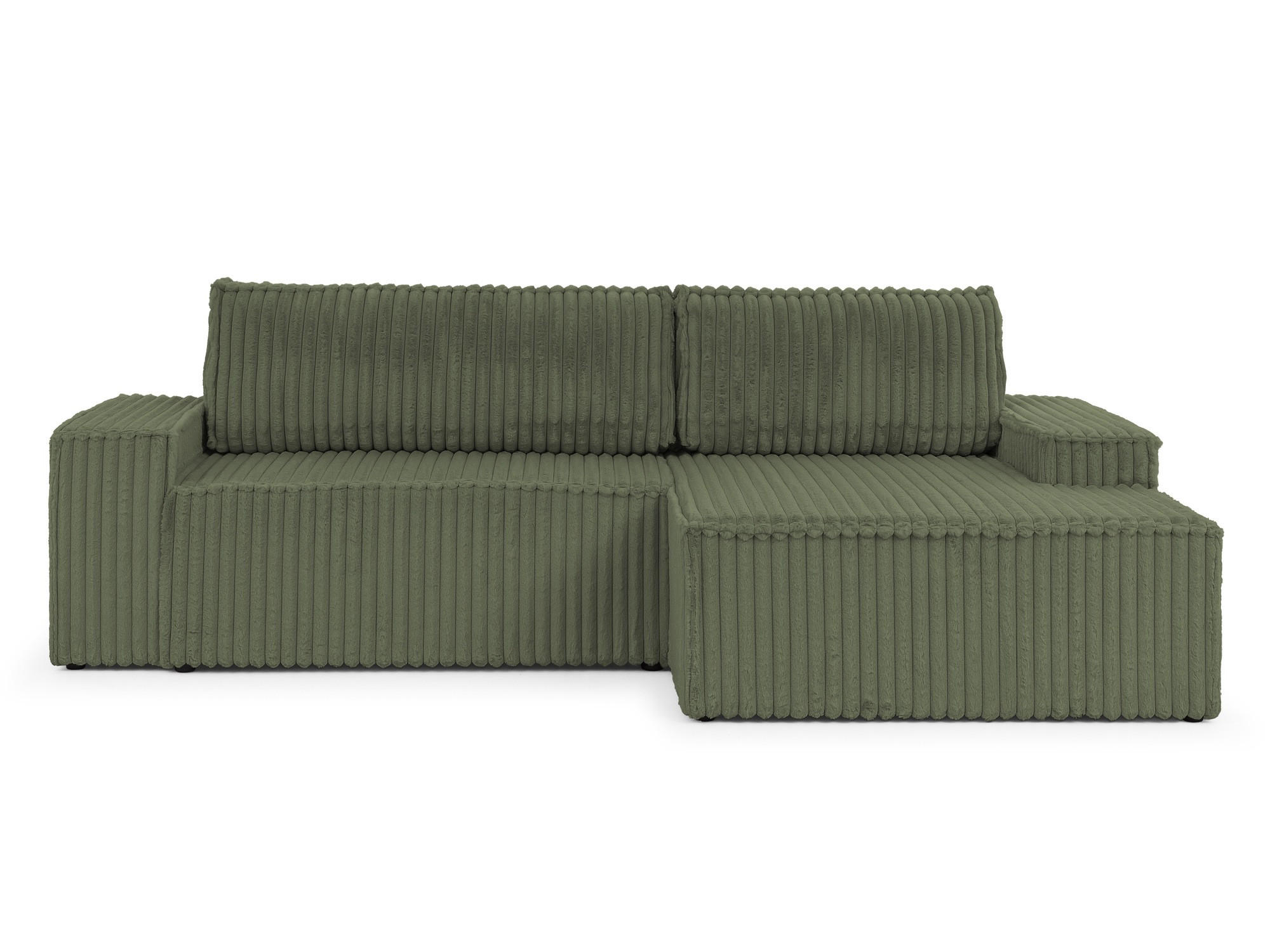 ECKSOFA Rivio mit Schlaffunktion und Bettkasten, Plüschcord Grün - Schwarz/Grün, Holz/Kunststoff (262/149cm) - S-Style