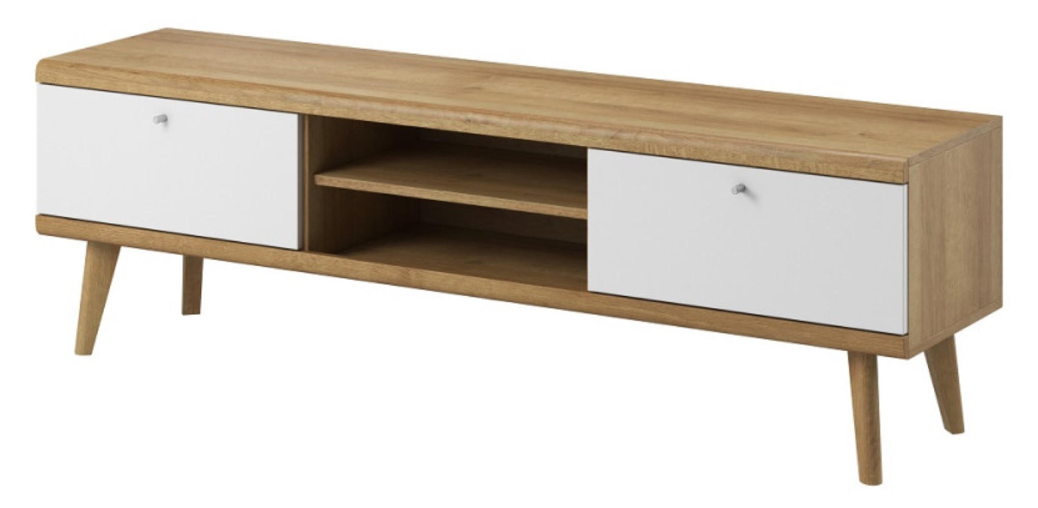 TV-LOWBOARD Weiß DRIMO RTV 160 Mit Regalen Mit Massivholzbeinen - Multicolor, Holzwerkstoff (160/50/40cm) - Sepro Meble