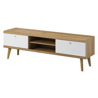 TV-LOWBOARD Weiß DRIMO RTV 160 Mit Regalen Mit Massivholzbeinen - Multicolor, Holzwerkstoff (160/50/40cm) - Sepro Meble