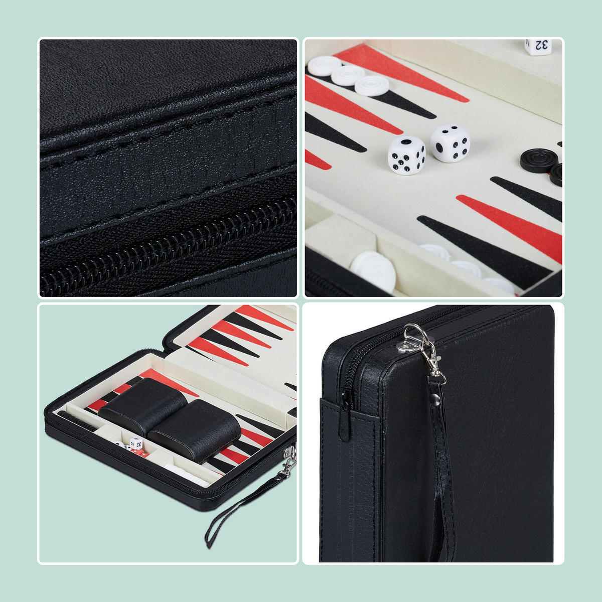 BACKGAMMON - Schwarz, Holzwerkstoff/Kunststoff (24/18cm) - Relaxdays