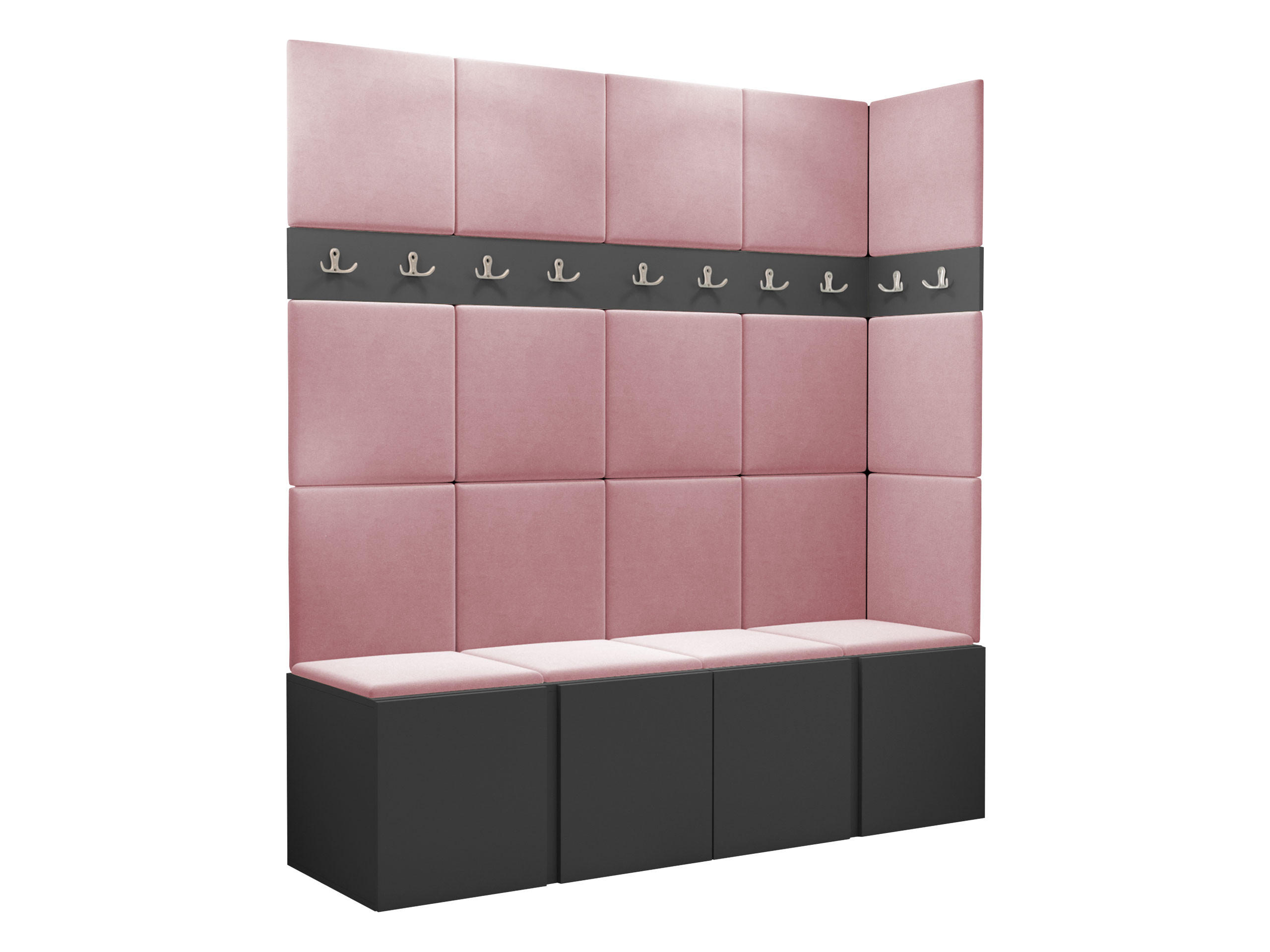 GARDEROBEN-SET Orion II - Graphitfarben/Rosa, Holzwerkstoff/Kunststoff (168/186/46cm) - MIRJAN24