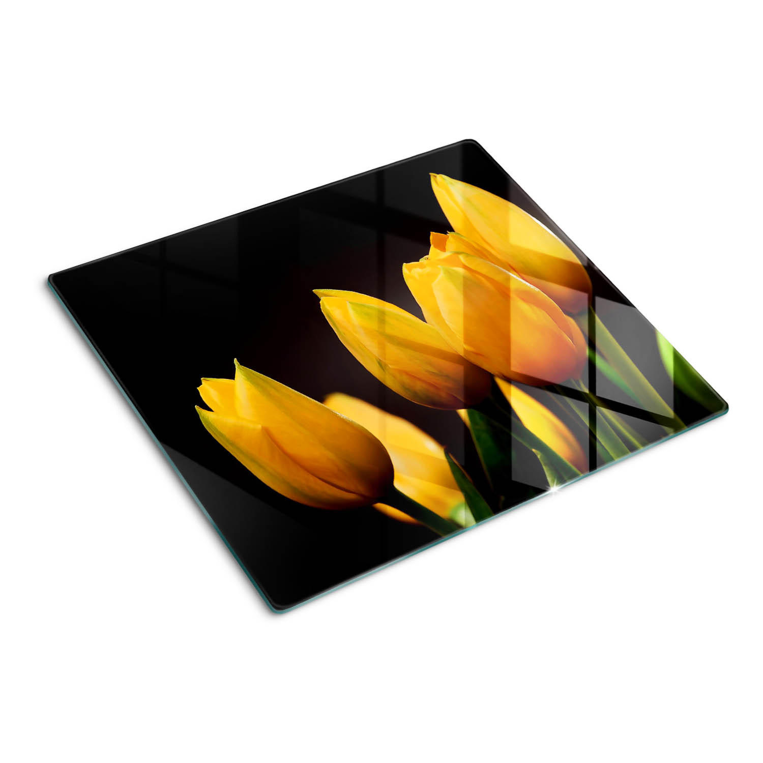 GLASPLATTE 60x52 cm Gelbe Tulpen - Gelb, Glas (60/0.4/52cm) - TULUP