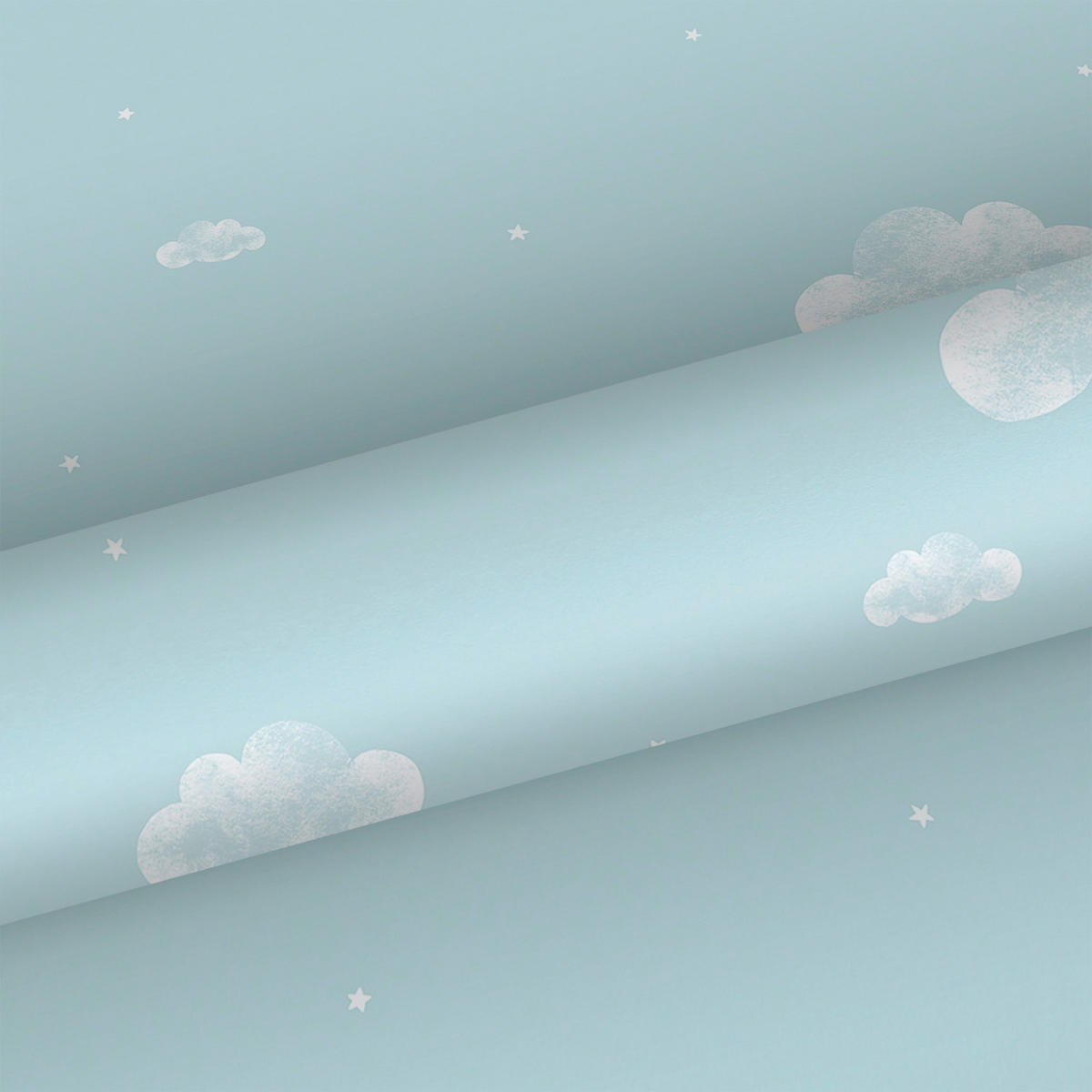 TAPETE kleine Wolken 53 cm x 10 m - Blau, Papier (53/0.1cm) - Sanders & Sanders