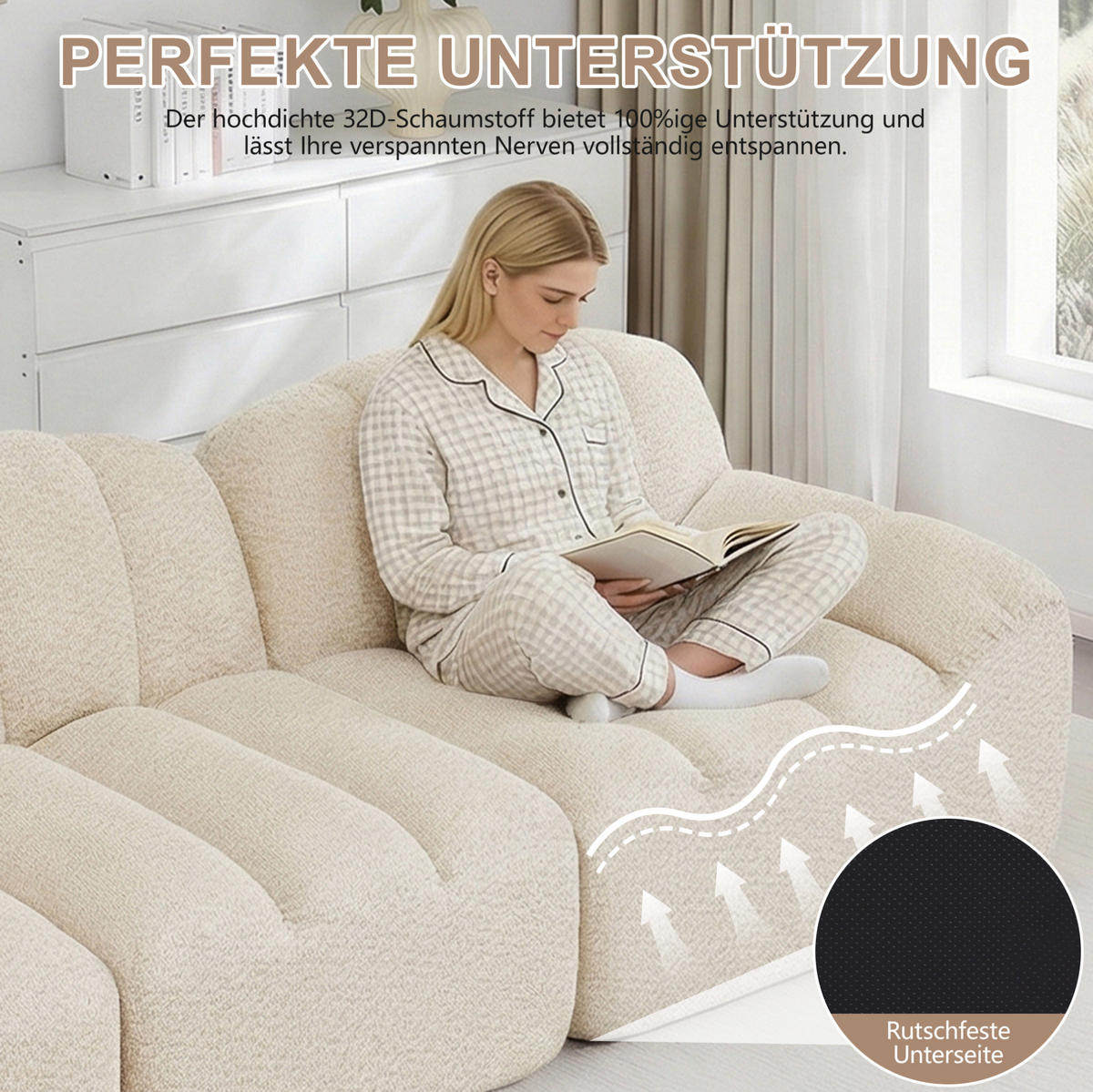 SOFA modular ohne Gestell Granular Fleece Beige White - Beige, Textil (288/79/104cm) - IVMEU