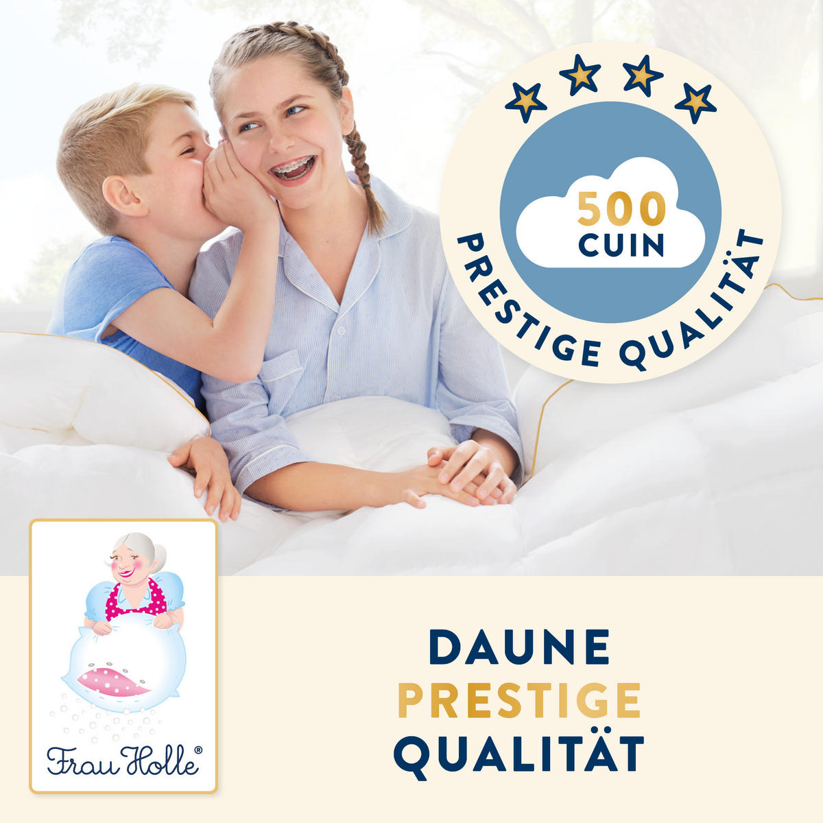 KINDERKISSEN MEGAN Entendaunen mittel - Weiß, Naturmaterialien (40/80cm) - Frau Holle