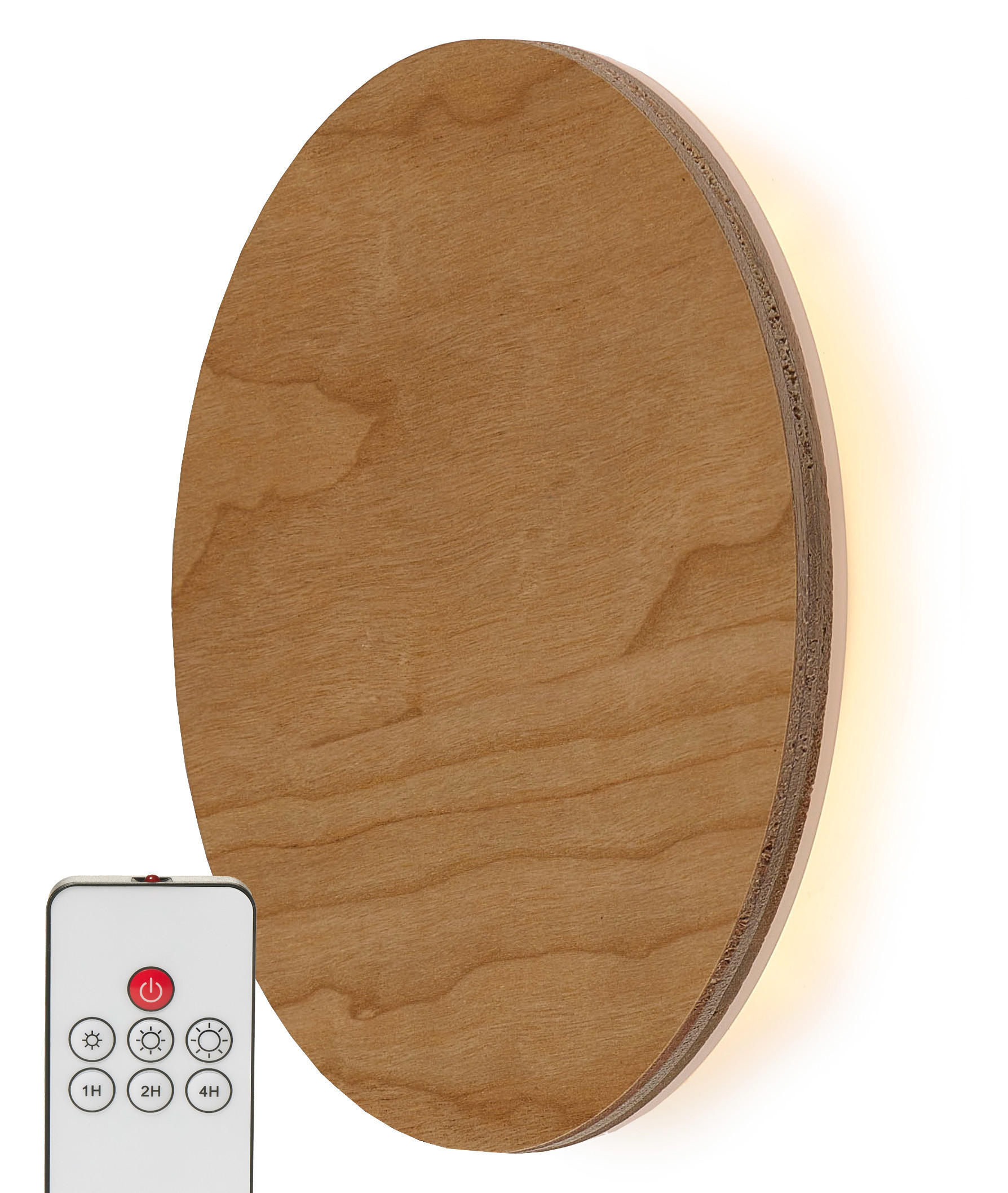 LED-BATTERIE Wandleuchte Indirektes Licht Echtholz Fernbedienung mit Timer Kirschholz - Braun, Holz (15/15/3.7cm) - Northpoint