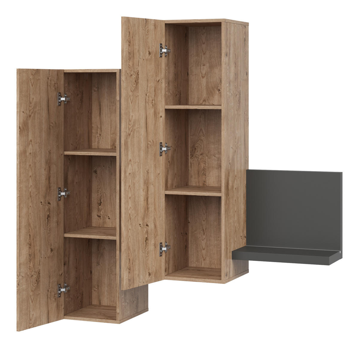 VITRINE in Anthrazit, Eichefarben - Anthrazit, Holzwerkstoff (152/142.4/35cm) - MASSENO