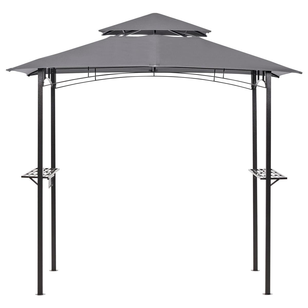 PAVILLON Stahl grau 240/148 cm Naro - Schwarz/Grau, Metall (240/245/148cm) - Beliani