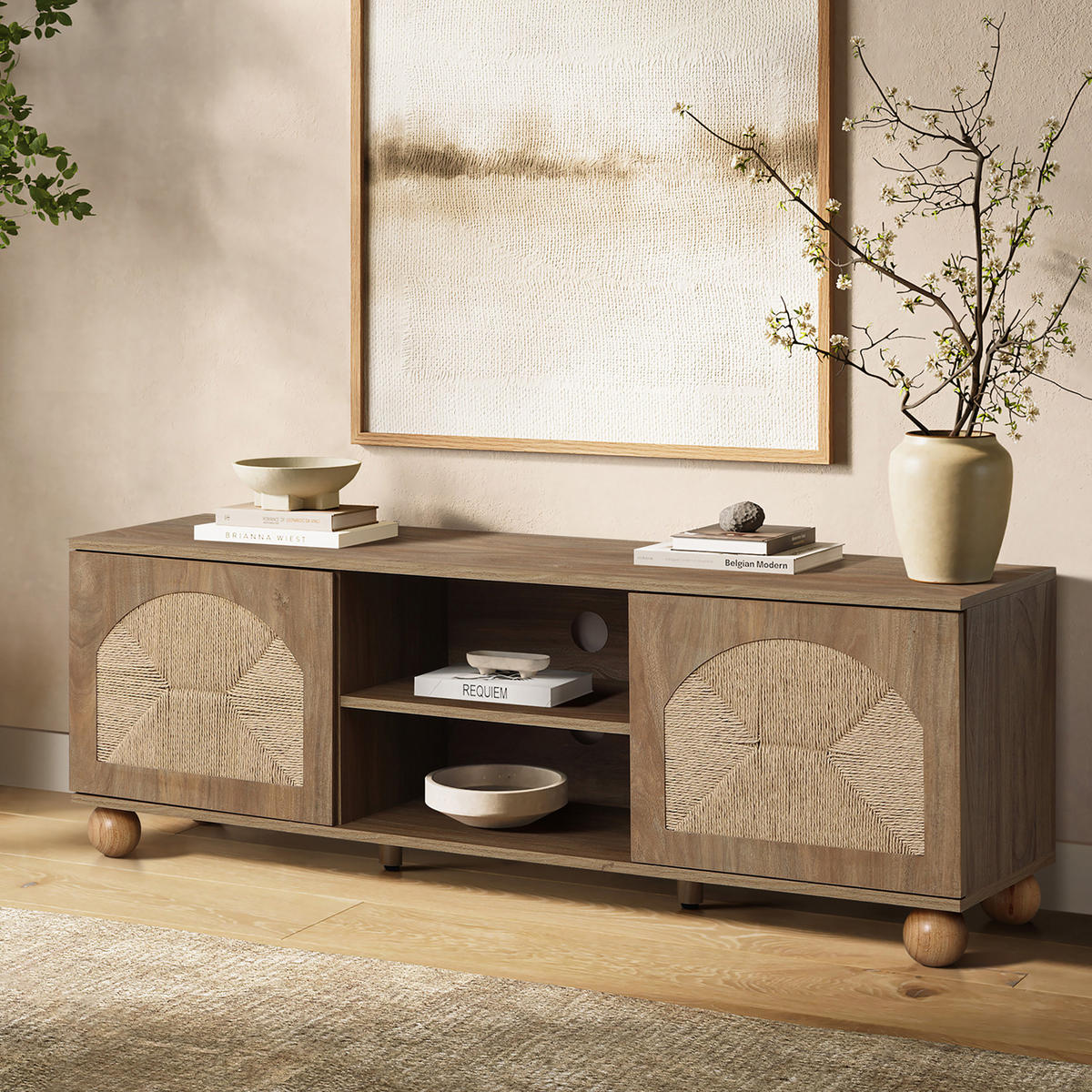 LOWBOARD TV-Schrank Retro, Holz | B140 x T40 x H48 cm - Braun, Holzwerkstoff (140/48/40cm) - Hometopia