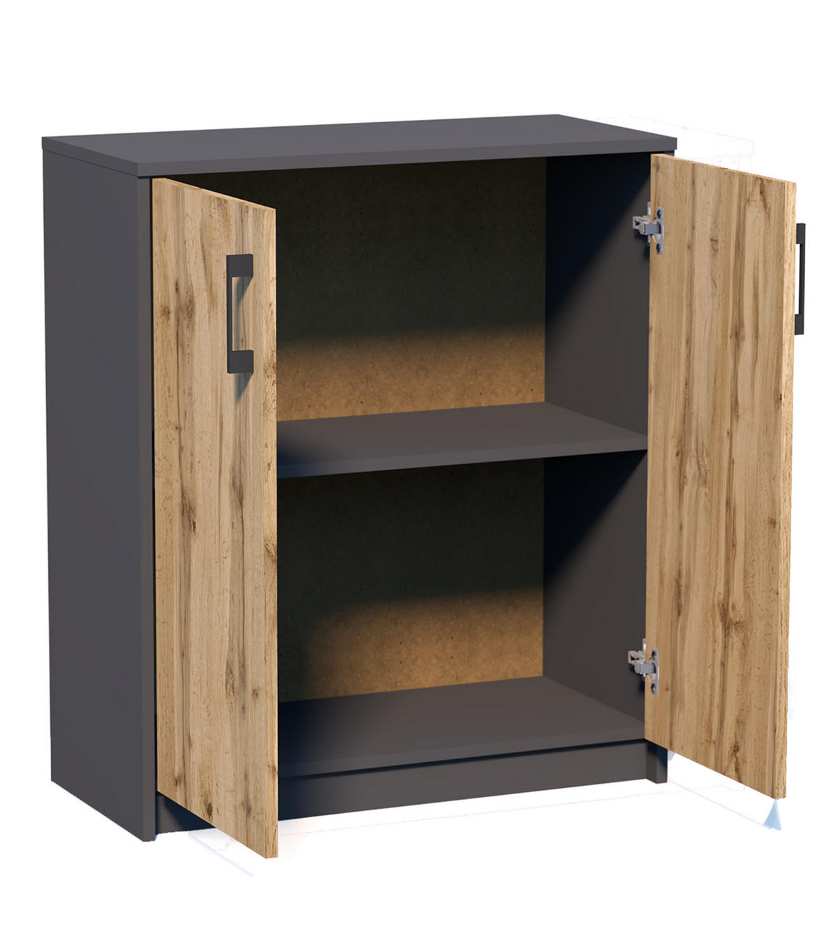 KOMMODE 74cm breit in Graphit-Eiche - Eichefarben/Graphitfarben, Holz (35/85/74cm) - Home Collective