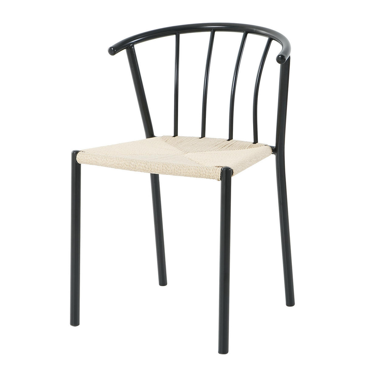 ESSZIMMERSTUHL - 2er-Set - Eisen - Beige/Schwarz, Kunststoff/Textil (52/78/51cm) - home24