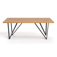 ESSTISCH Ravel aus massivem Eichenholz 140x100 cm - Eichefarben/Schwarz, Holz/Metall (140/100/75cm) - Danzz