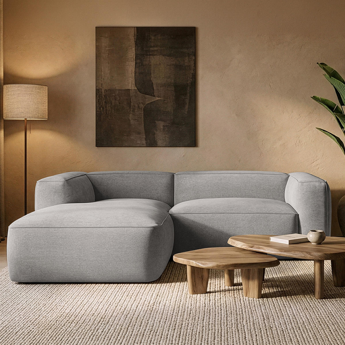 ECKSOFA LINKS FUBBO, Hellgrau - Hellgrau, Holz/Holzwerkstoff (225/176cm) - KONSIMO®