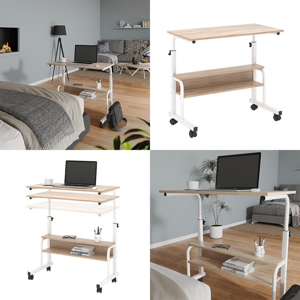 SCHREIBTISCH Bica Weiß 80 x 40 cm - Weiß/Sonoma Eiche, Holzwerkstoff (40/80/90cm) - Vicco