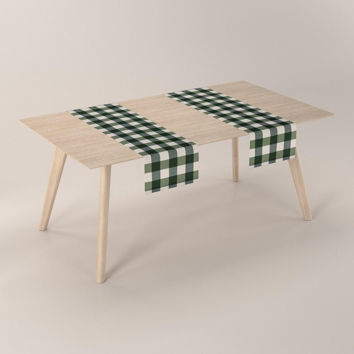 TISCHLÄUFER Quadro, weiß und grün, 40x130 cm - Grün, Textil (40/130cm) - Dekoria
