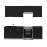 KÜCHENZEILE Fame-Line, Schwarz gestreift/Weiß, 240 cm, AP Anthrazit - Schwarz/Weiß, Holzwerkstoff (240/81.6/60cm) - Vicco