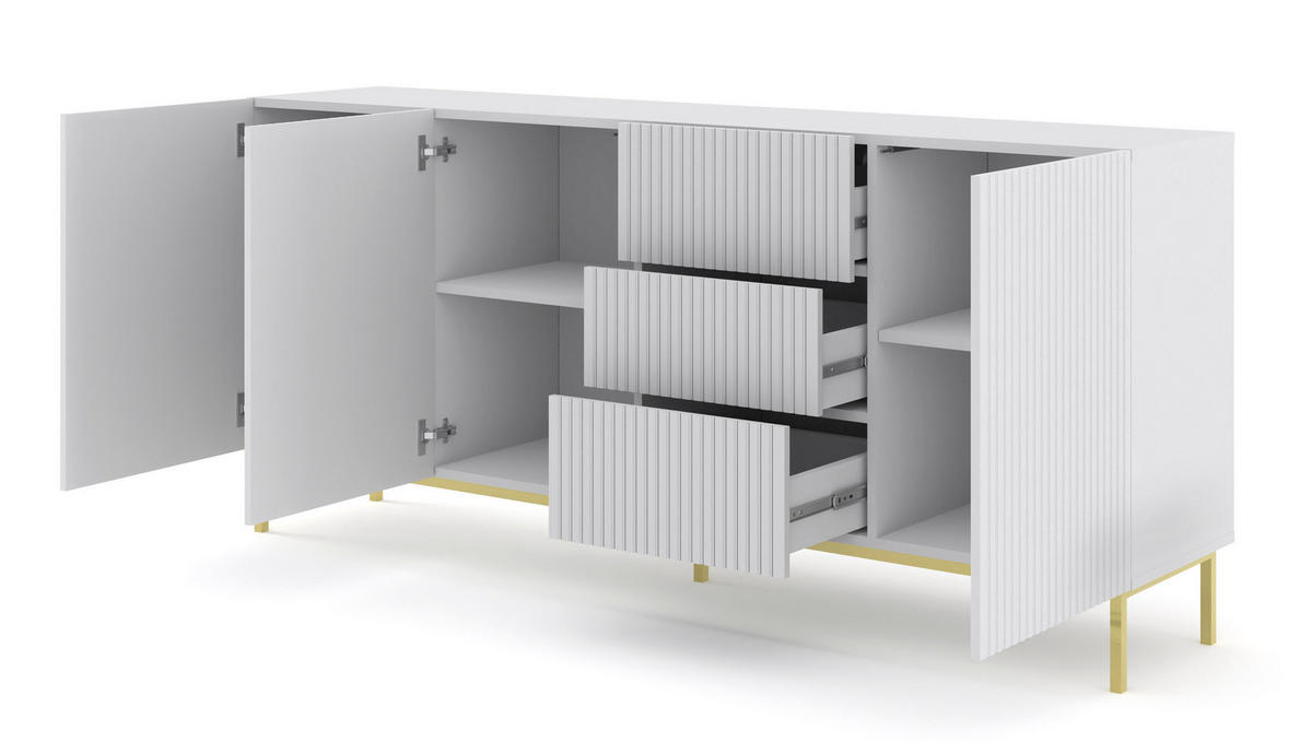 SIDEBOARD WEIß - Goldfarben/Weiß, Holzwerkstoff (200/89/42cm) - FURNLUX