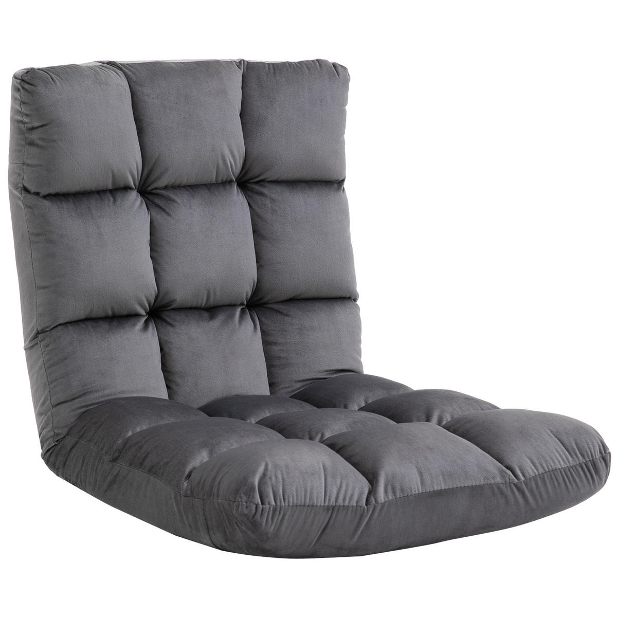 SESSEL GÄSTEMATRATZE BODENSESSEL DE-06630 verstellbare Rückenlehne, Velouroptik Grau - Dunkelgrau, Textil/Metall (71/53.5/55cm) - ComfortXL